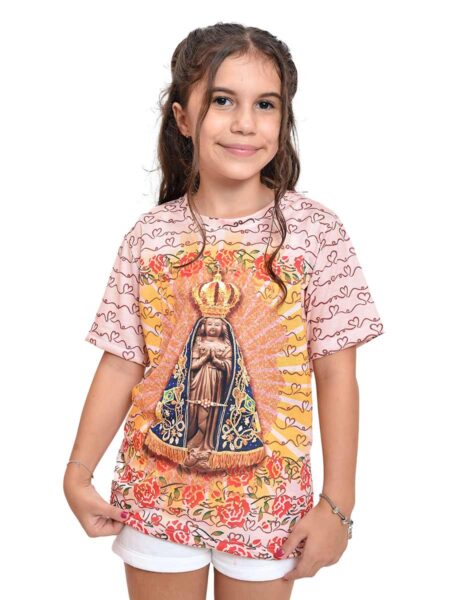Camiseta Feminina Infantil Católica Nossa senhora Aparecida
