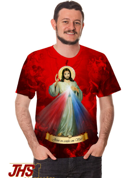 Camiseta com Imagem de Jesus Misericordioso