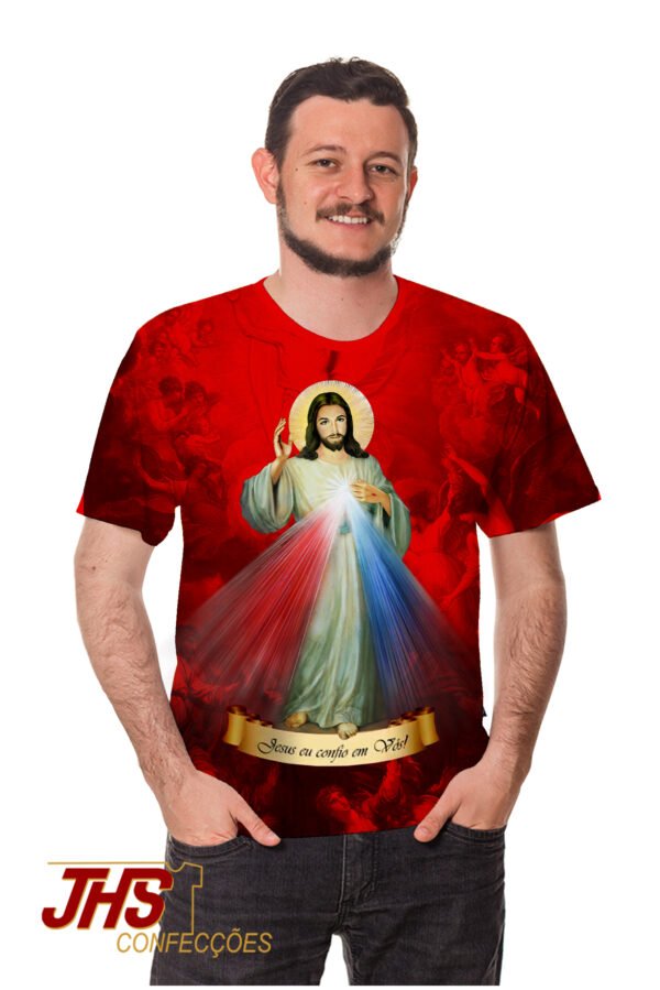 Camiseta com Imagem de Jesus Misericordioso