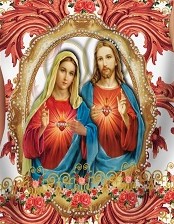 Bata Strass com Imagem do Sagrado Coração de Maria e Jesus