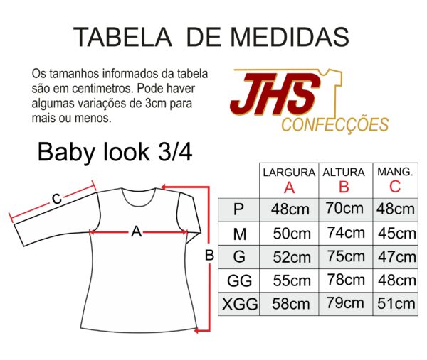 Baby look 3/4 com Imagem da Medalha de São Bento