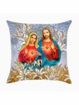 Almofada Moda Católica Sagrado Coração de Jesus e Maria