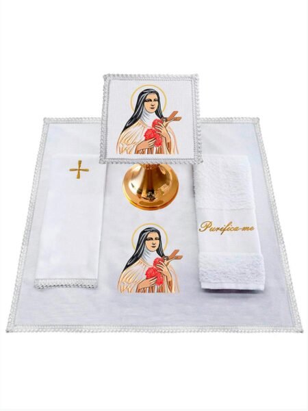 conjunto alfaia bordado santa Teresinha